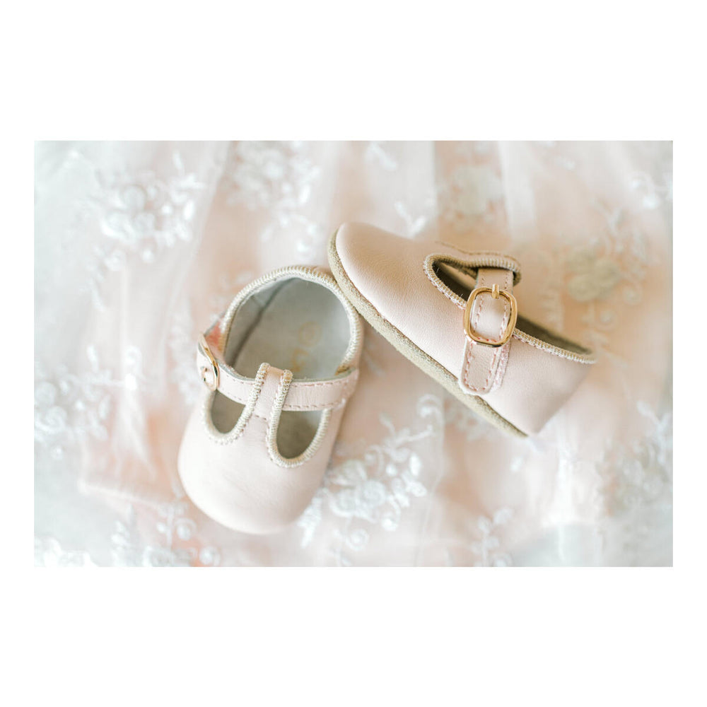 Evie Napa Leather Girls T-Strap Mary Jane Crib Shoe by L'Amour - back view