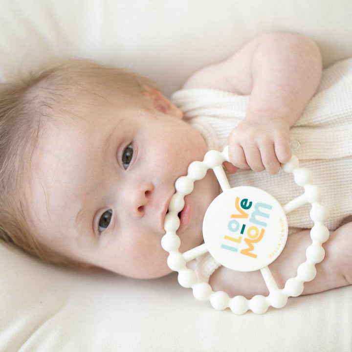 I Love Mom Happy Teether: Off White