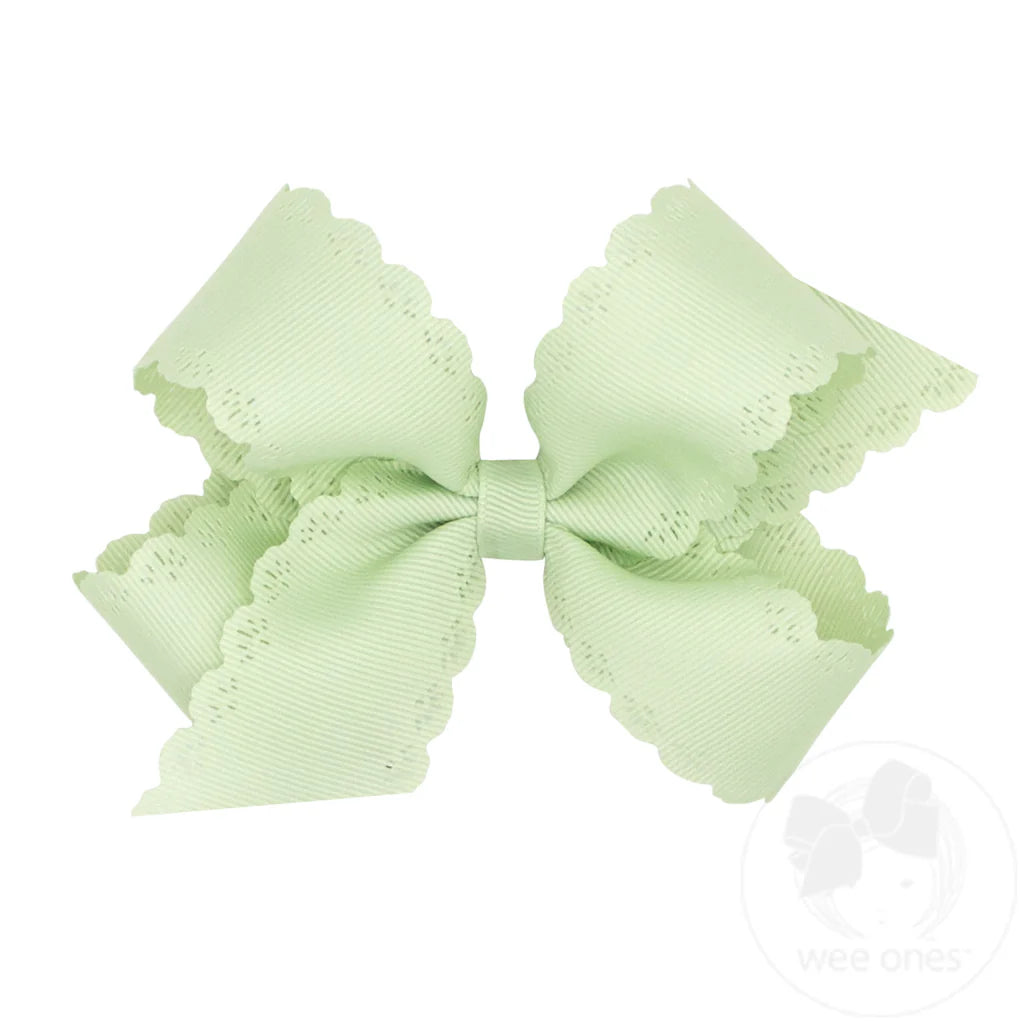 Grosgrain Bow with Eyelet Flower - Embossed Edges by Wee Ones - detail view