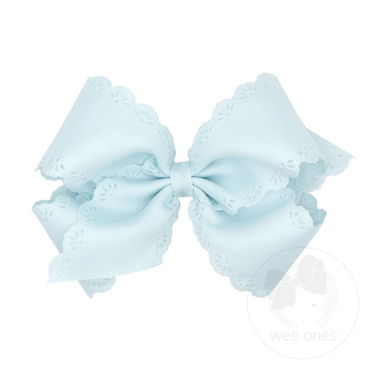 Grosgrain Bow with Eyelet Flower - Embossed Edges by Wee Ones - hair accessory