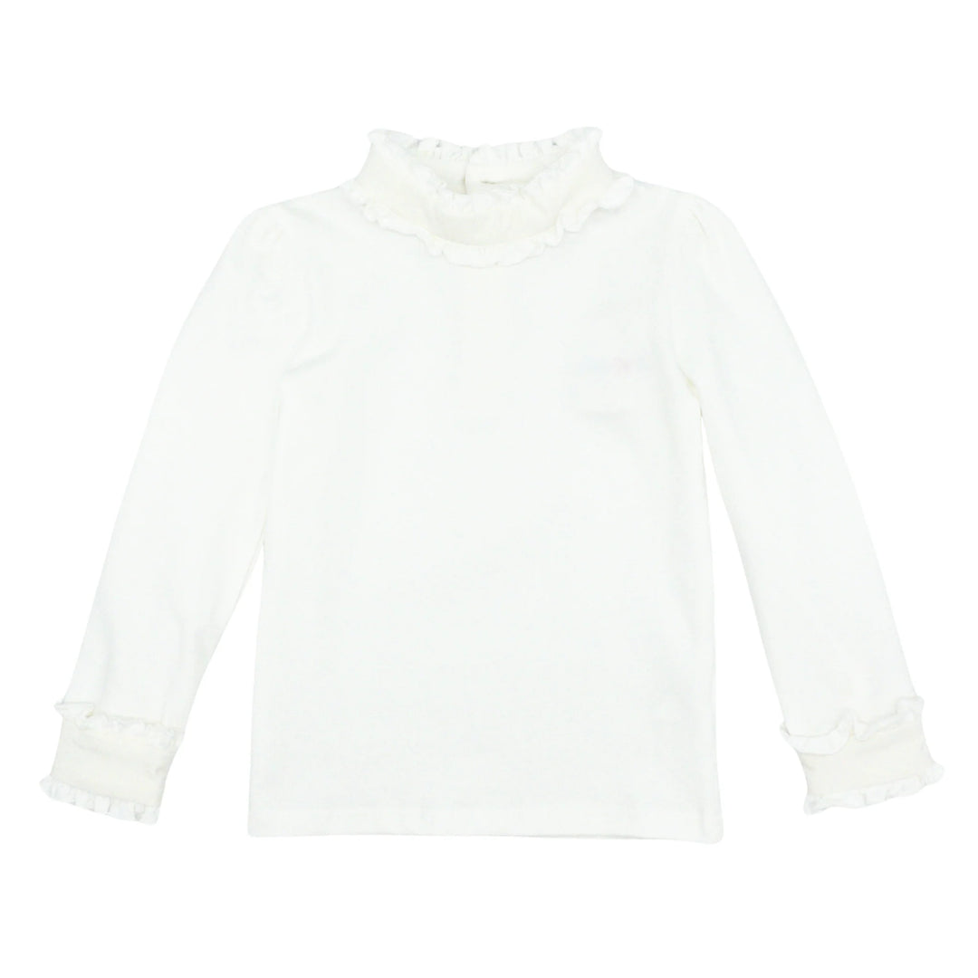 Ruffle-neck Blouse (Knit) - White