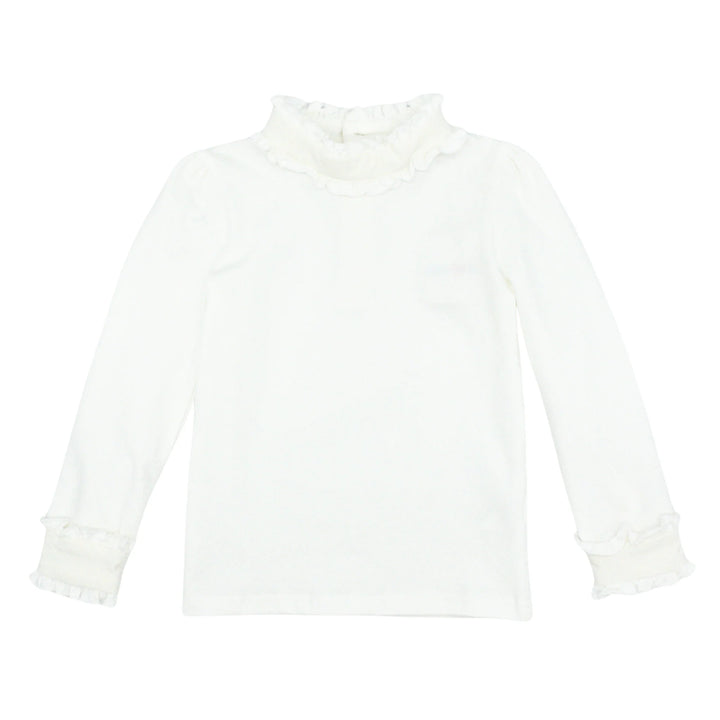 Ruffle-neck Blouse (Knit) - White