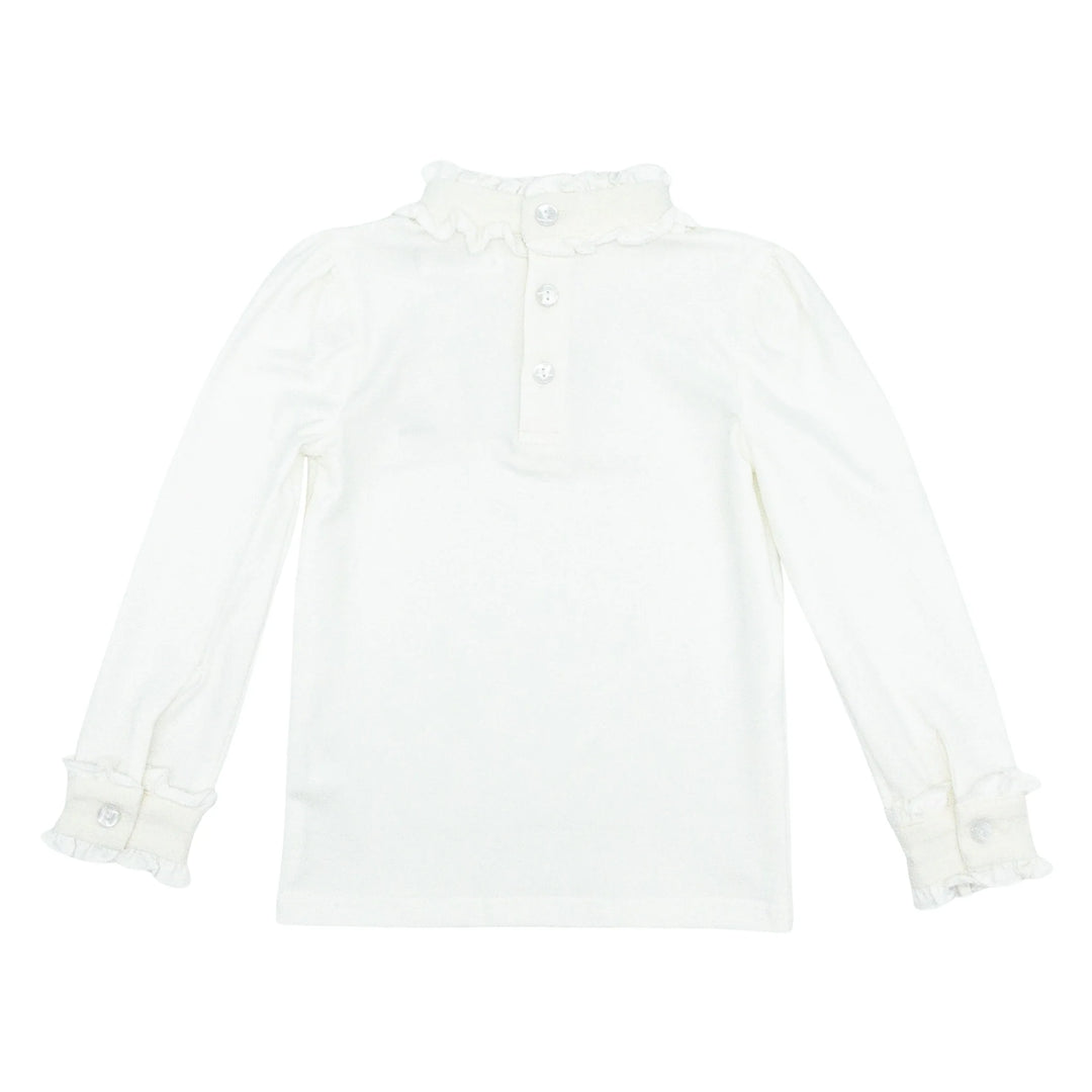 Ruffle-neck Blouse (Knit) - White