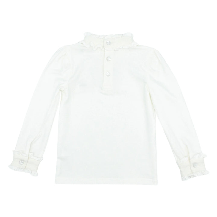Ruffle-neck Blouse (Knit) - White