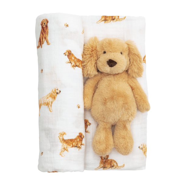 Retriever Swaddle and Rattle by Mud Pie - alternate view
