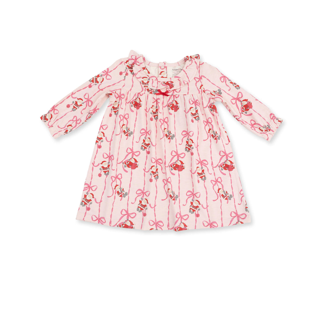 Bows & Santa - Long Sleeve Gown