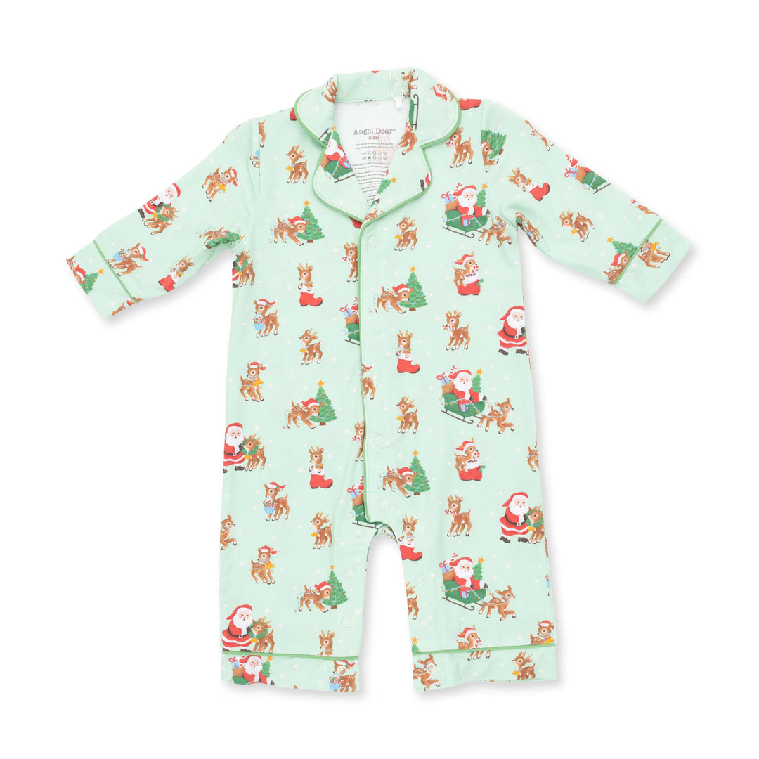 Vintage Reindeer & Santa - Coat Style Romper