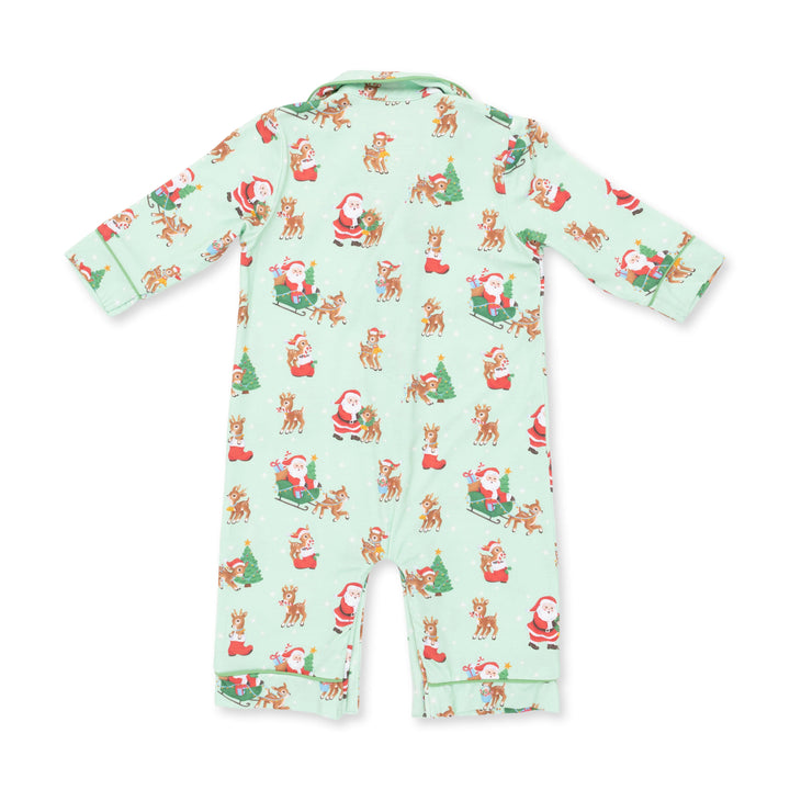 Vintage Reindeer & Santa - Coat Style Romper