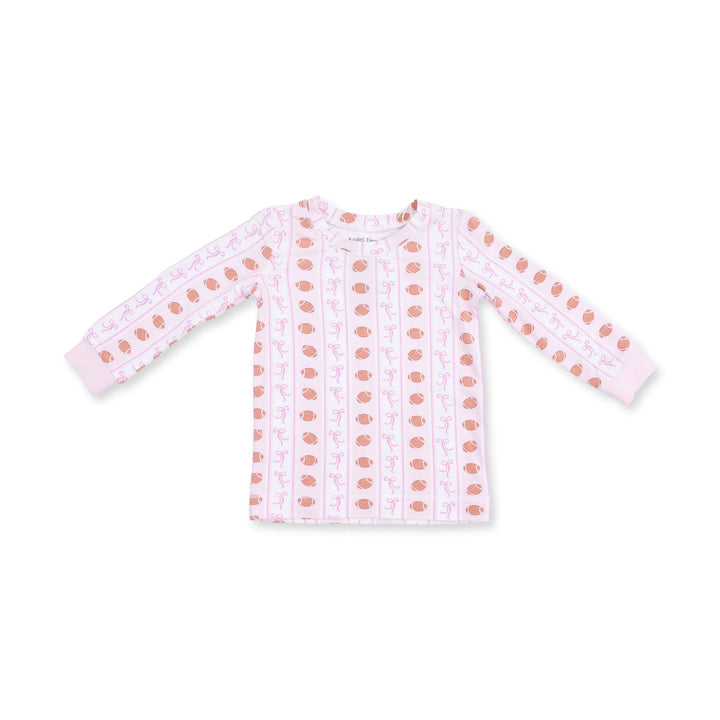 Football Bow Stripe - Long Sleeve Loungewear Set