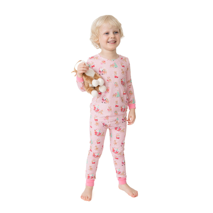 Vintage Reindeer & Santa Pink - Loungewear Set