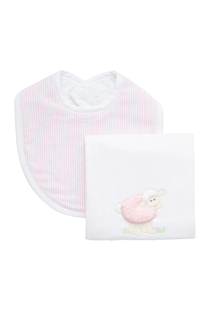Lamb Basic Bib & Burp Boxed Set, Pink
