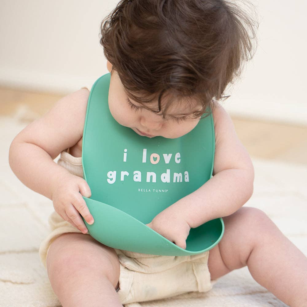 Love Grandma Wonder Bib: Green by Bella Tunno - back view