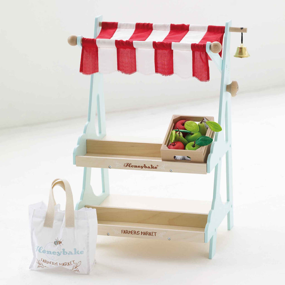 Wooden Market Stall & Fruit Play Food Crate by Le Toy Van - back view