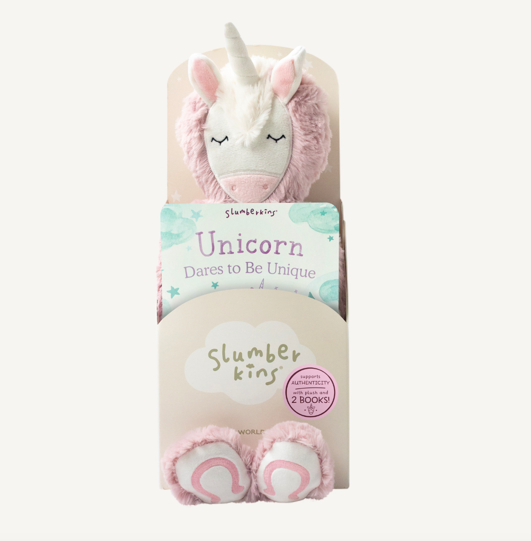 Unicorn's Authenticity Plush Set - with 2 books! by Slumberkins Inc. - back view