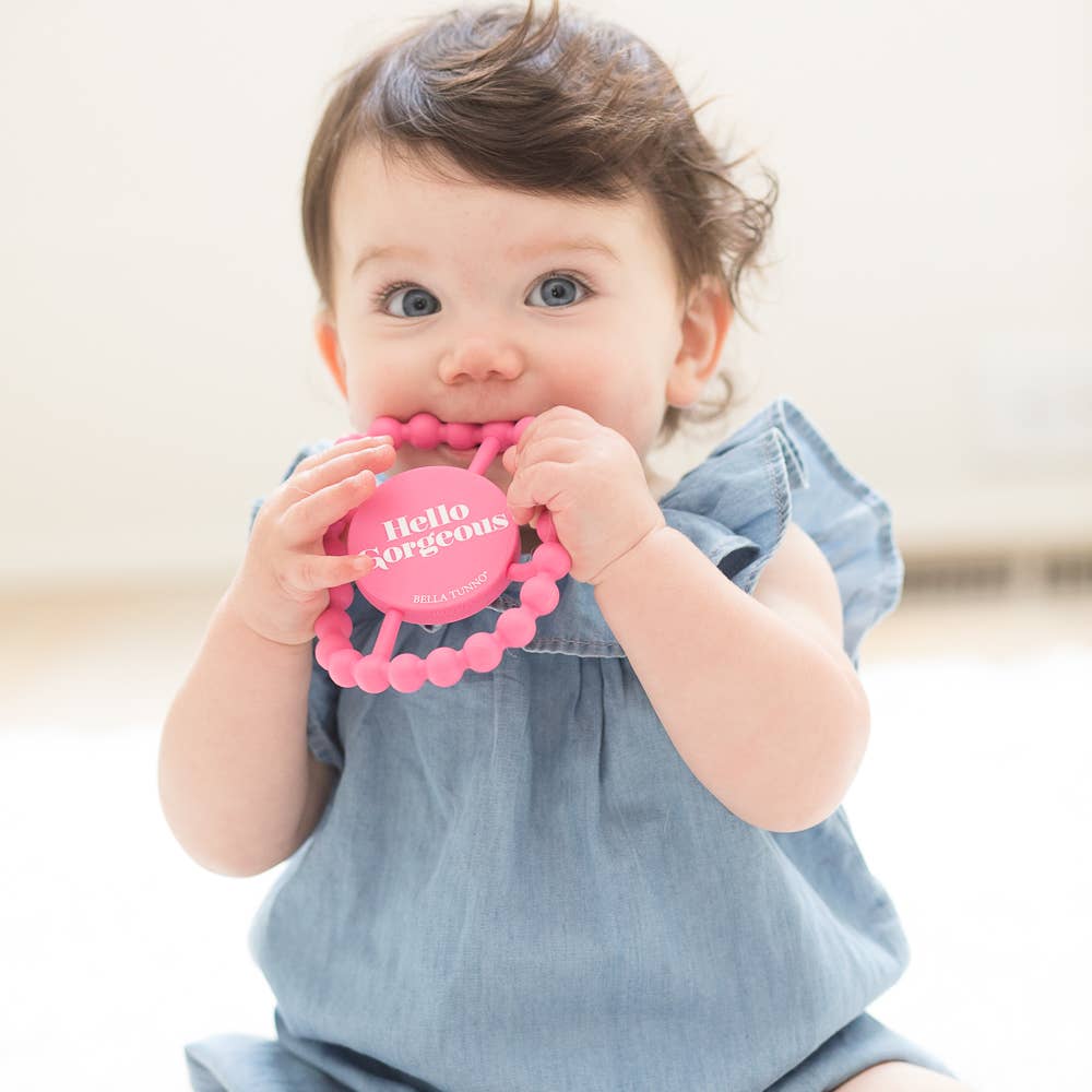 Hello Gorgeous Happy Teether by Bella Tunno - back view