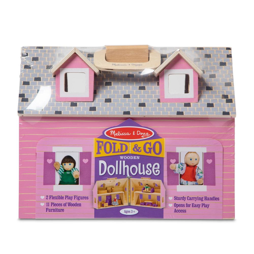 Wooden Fold & Go Dollhouse by Melissa & Doug - back view