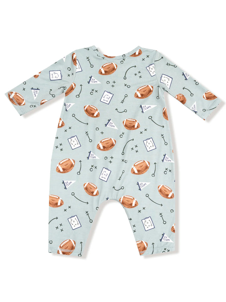 Grey Mist Touchdown Time Long Sleeve Henley Romper