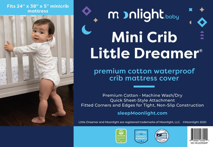 Moonlight Mini Crib Little Dreamer Premium Cotton Waterproof Mattress Cover by Moonlight Slumber - close-up detail