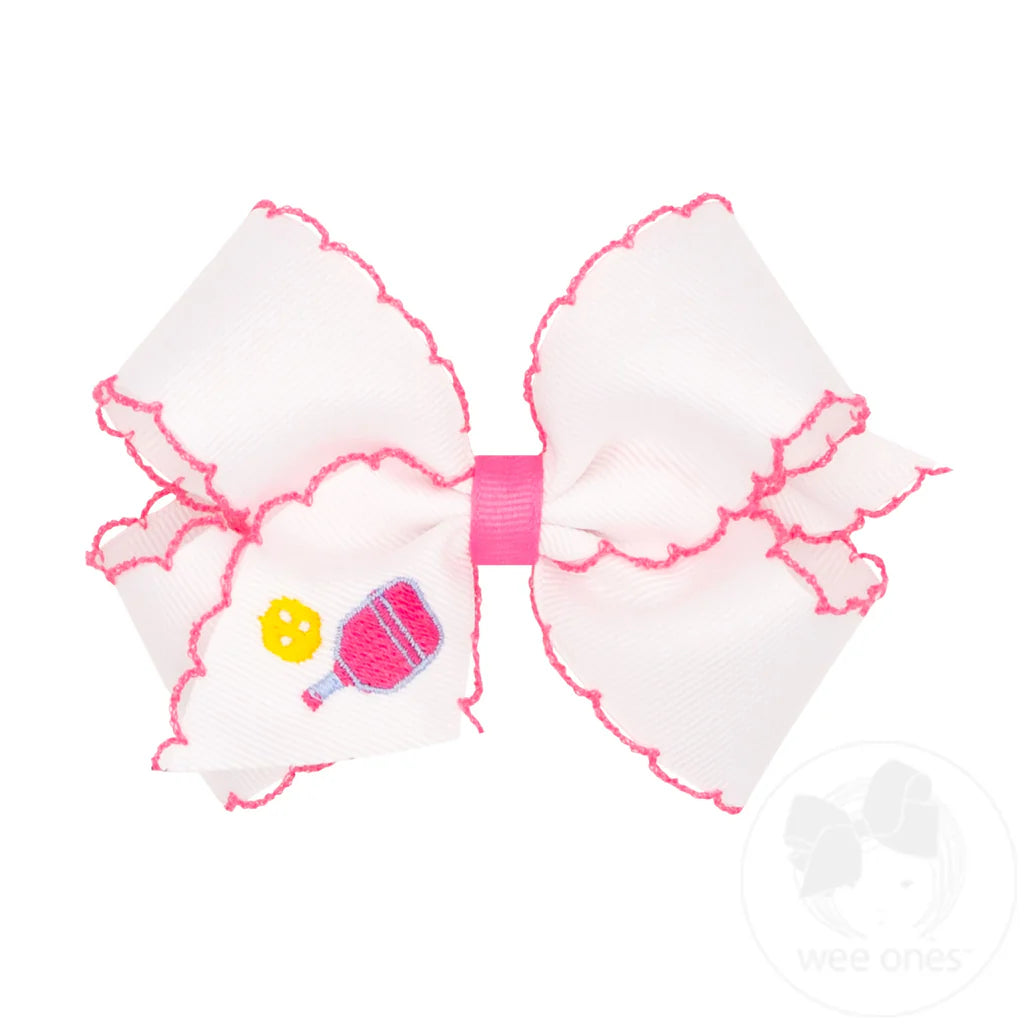 Grosgrain Hair Bow with Moonstitch Edge and Country Club Pickleball Em ...