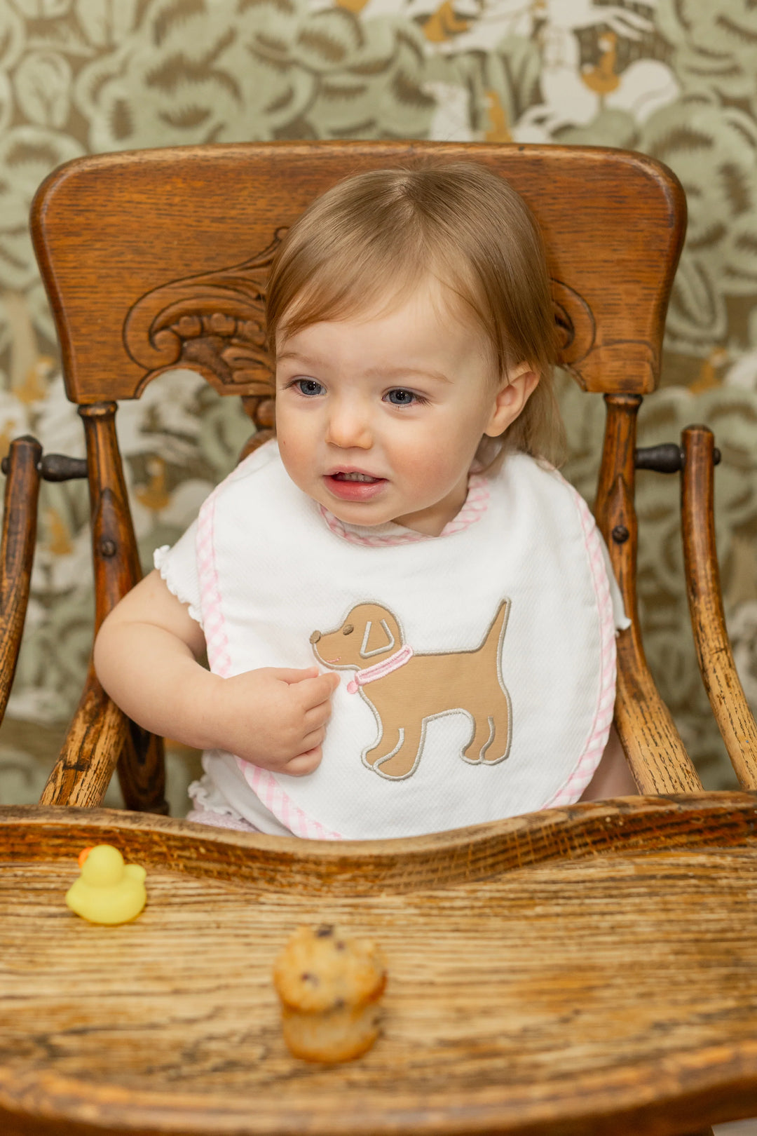 Applique Basic Bib - Pink Puppy