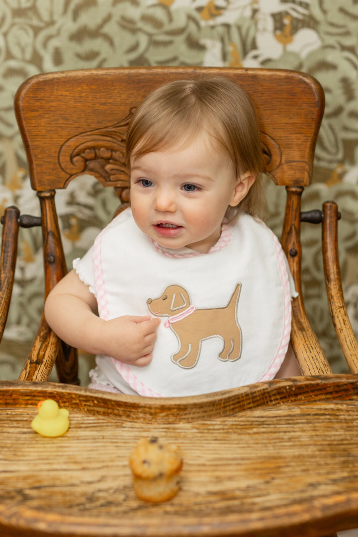 Applique Basic Bib - Pink Puppy