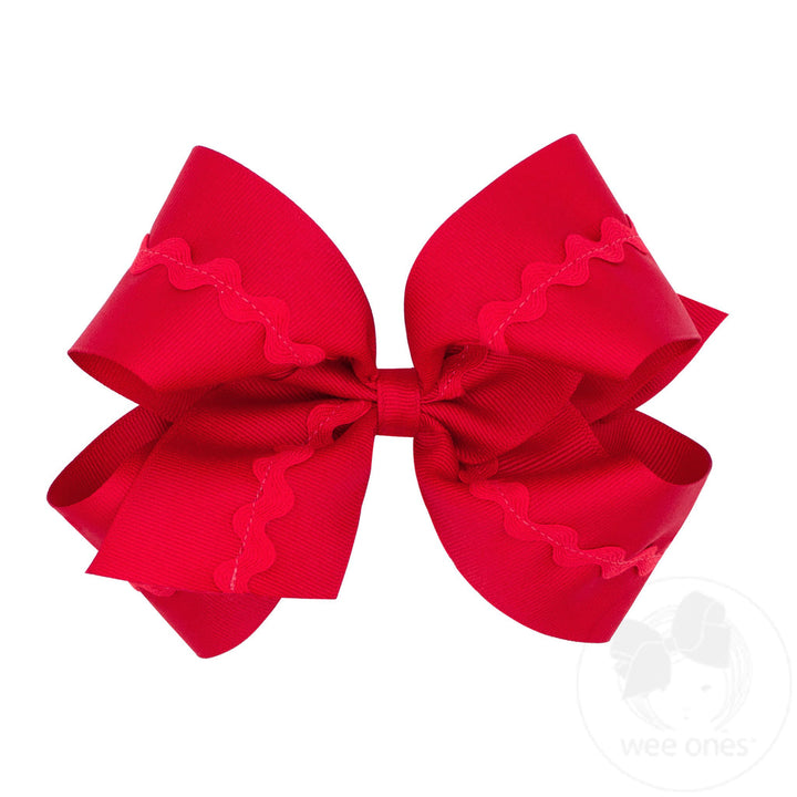 Medium Grosgrain Hair Bow with Ric-Rac Trim
