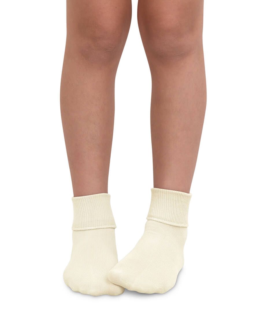Pearl turn cuff socks with seamless toe by Jefferies