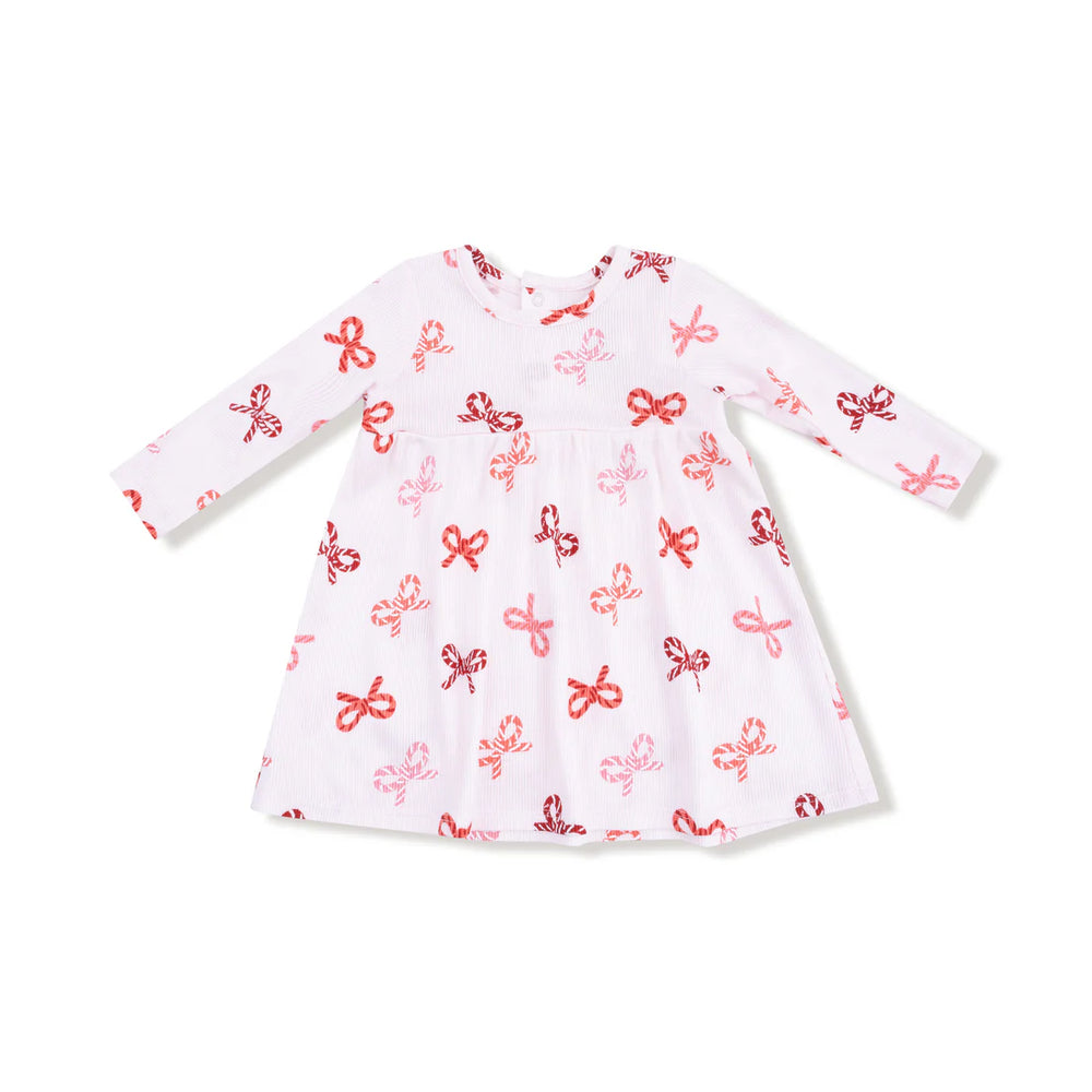 Candy Cane Bows Simple Dress and Bloomer by Angel Dear - back view