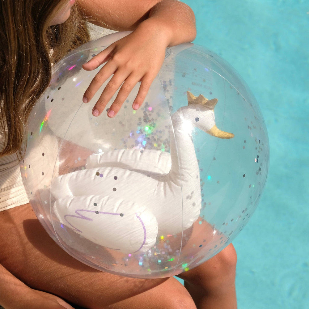 3D Inflatable Beach Ball Princess Swan Multi by Sunnylife - back view
