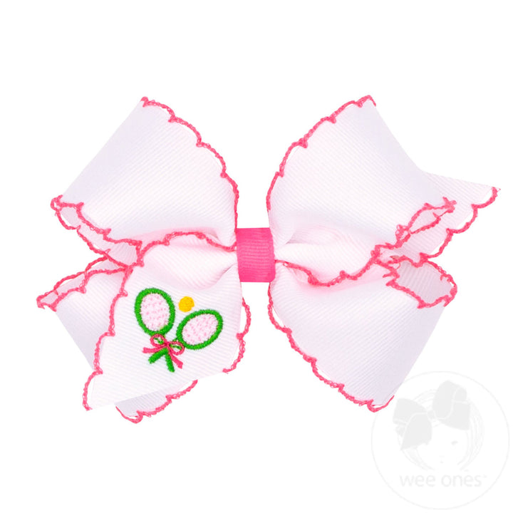 Tennis Rackets Embroidered Moonstitch Edge Hair Bow