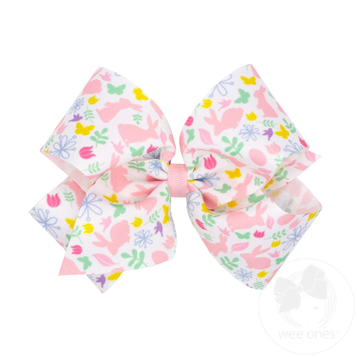 Easter Print Grosgrain Hair Bow