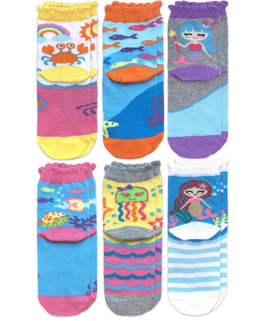 Mermaid Crew Socks- 6 Pack by Jefferies - back view