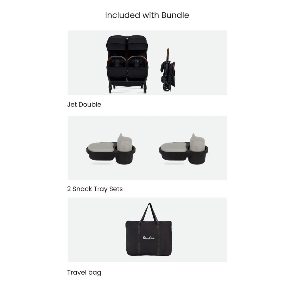 Silver Cross Jet Double Stroller + Accessory Bundle - alternate angle