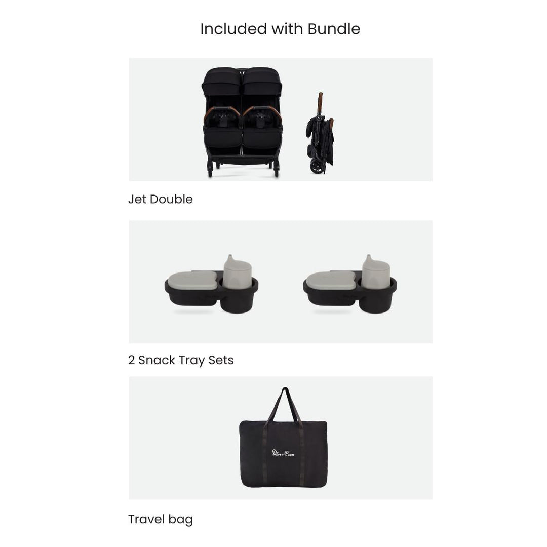 Silver Cross Jet Double Stroller + Accessory Bundle - alternate angle