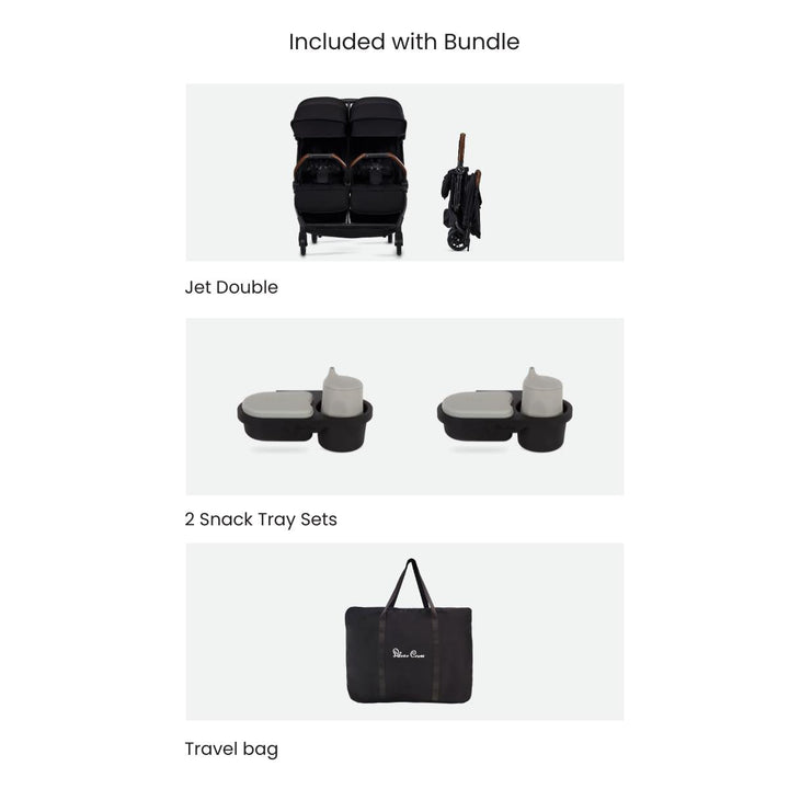 Silver Cross Jet Double Stroller + Accessory Bundle - alternate angle
