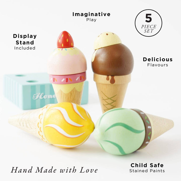 Wooden Ice Cream Cones Set by Le Toy Van - back view