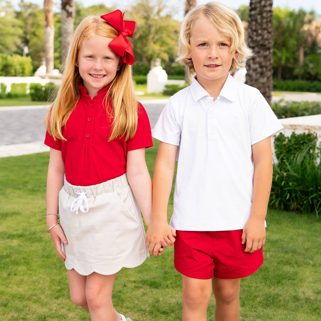Boys Shrimp Shorts - Red Twill