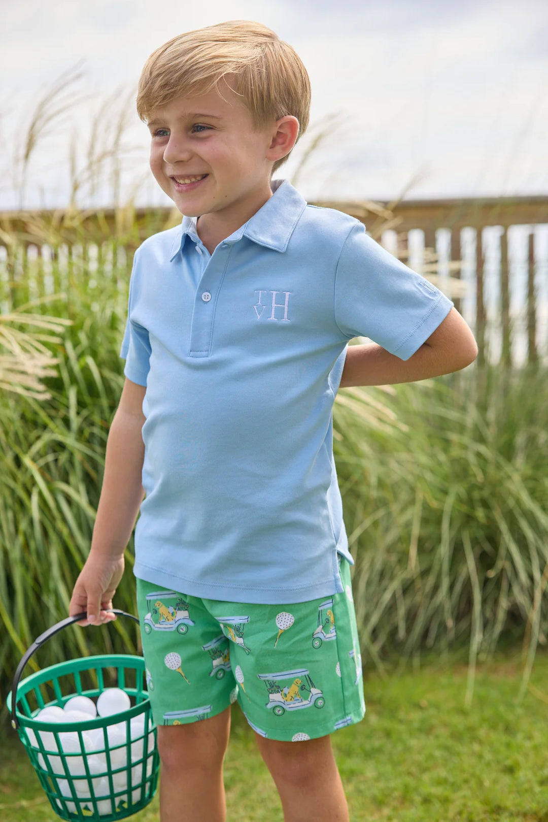 Light Blue Short Sleeve Polo by Little English - alternate view