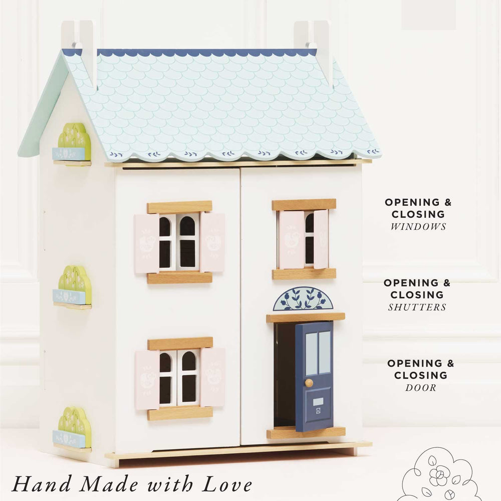 Bluebelle Wooden Dolls House by Le Toy Van - back view