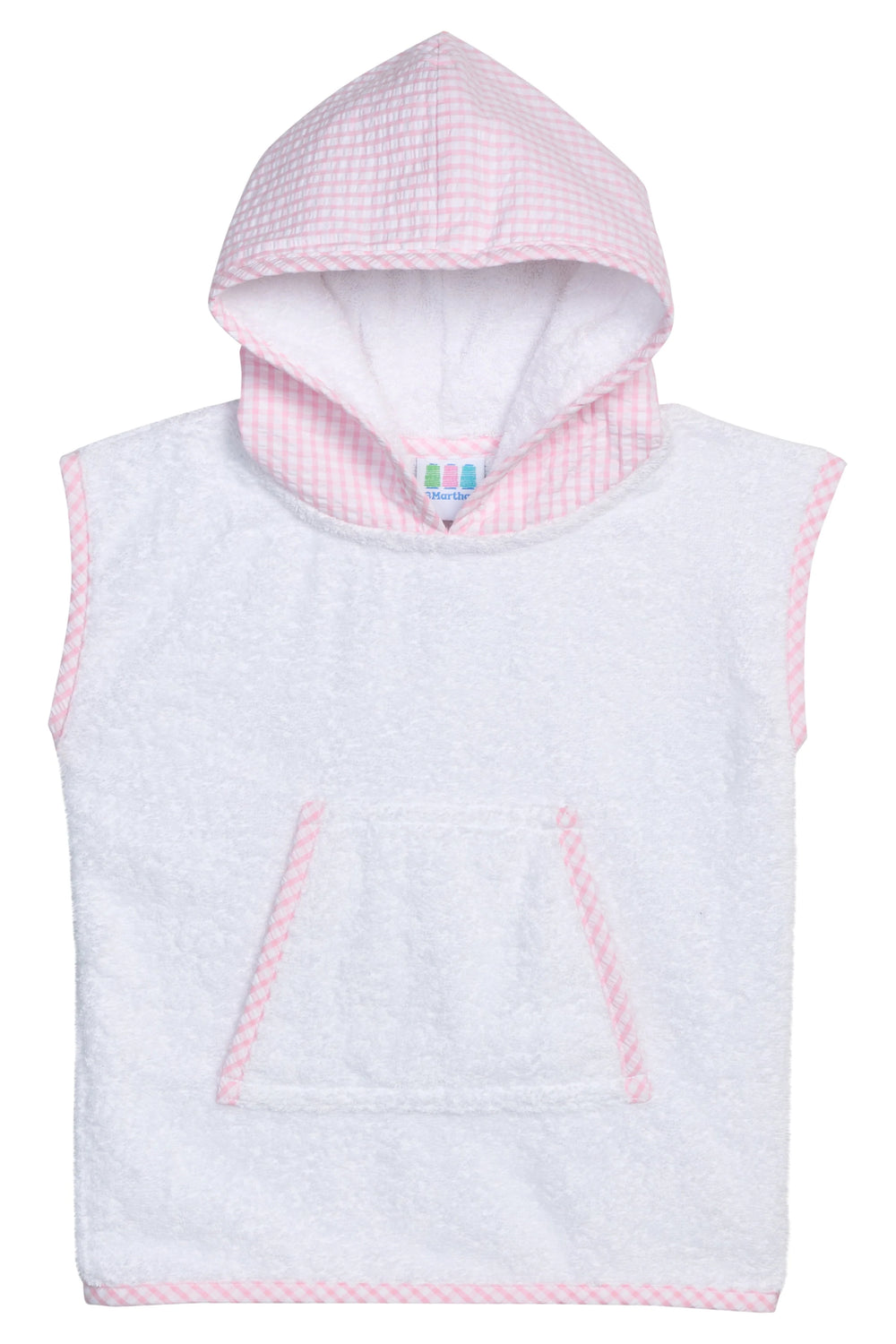 Baby and toddler girl pink check cover up in terry cloth by 3 Marthas 