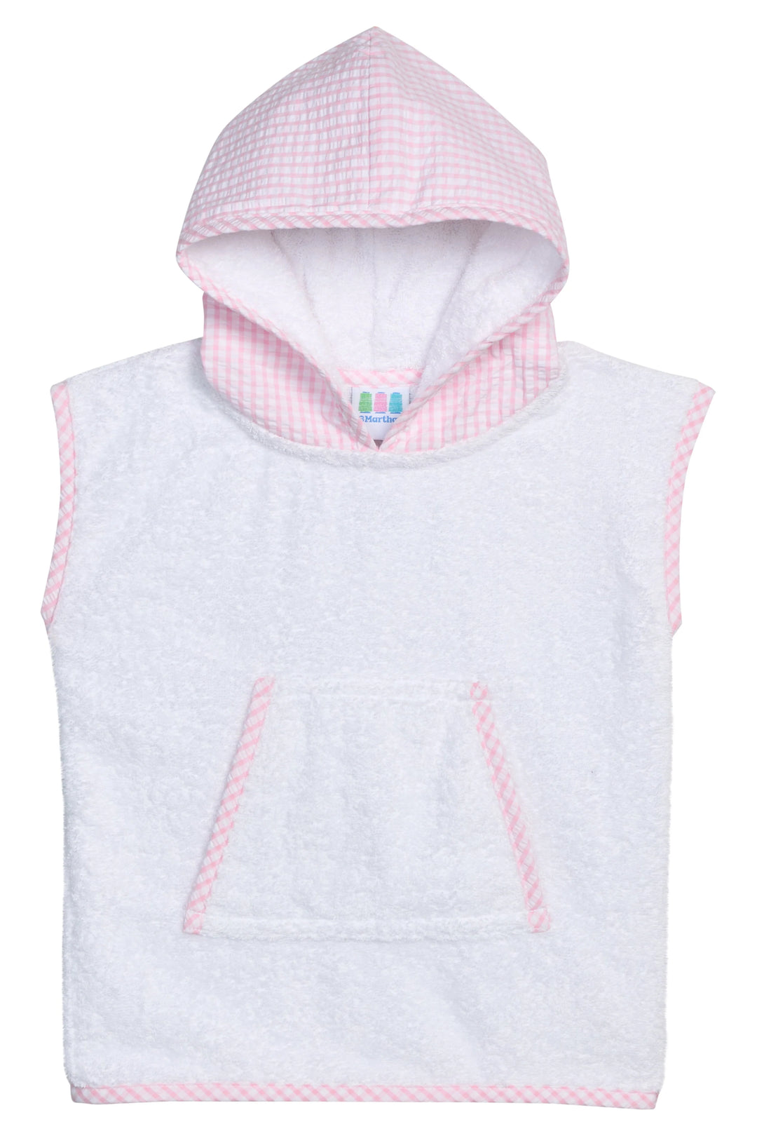 Baby and toddler girl pink check cover up in terry cloth by 3 Marthas 