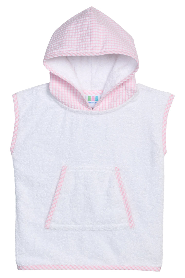 Baby and toddler girl pink check cover up in terry cloth by 3 Marthas 