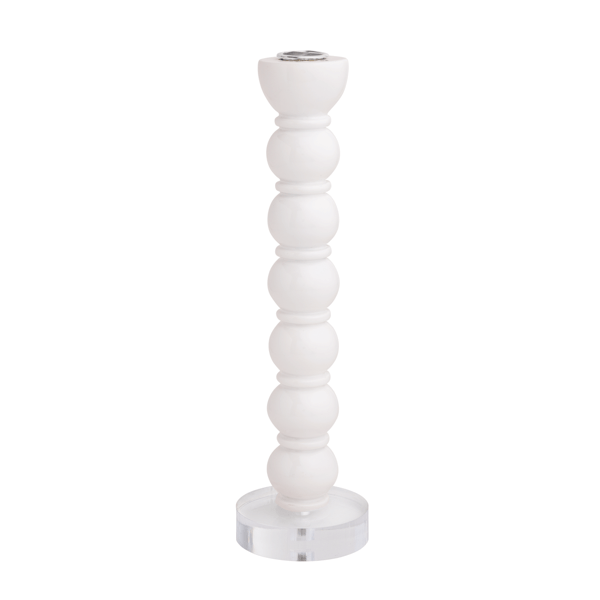 White Resin Taper Holder by Mud Pie - detail view