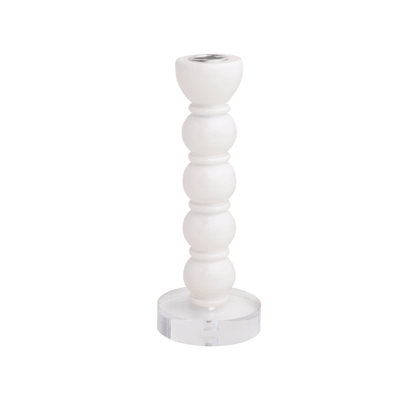 White Resin Taper Holder by Mud Pie - alternate view