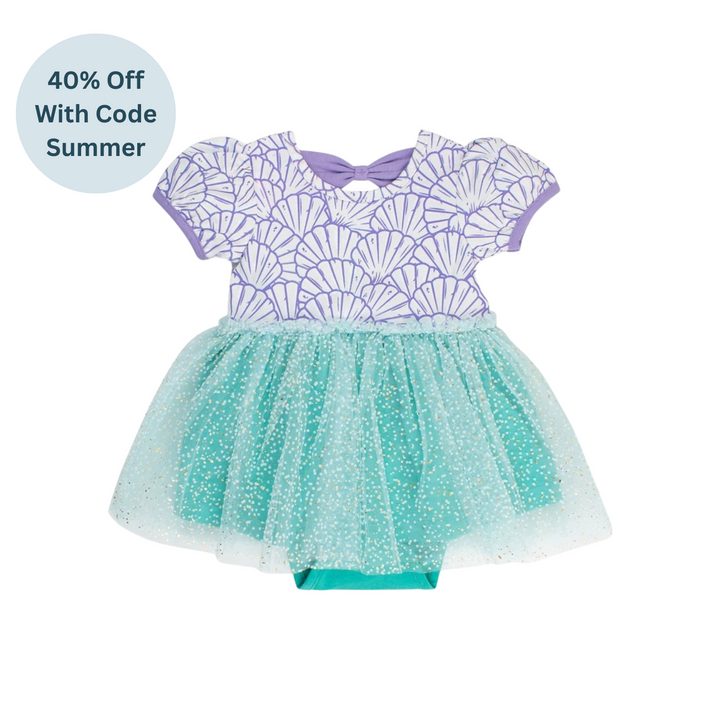 Magical Mermaid Short Sleeve Princess Bow Twirl Romper