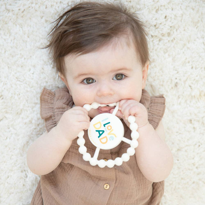 I Love Dad Happy Teether: Off White