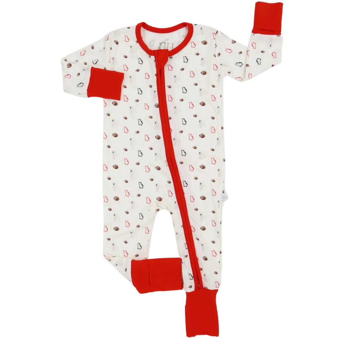 Boys Red Bulldog Zipper Romper
