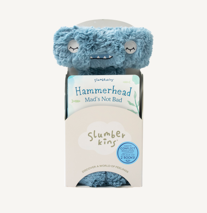 Hammerhead's Conflict Resolution Plush Snuggler Set +2 books by Slumberkins Inc. - back view