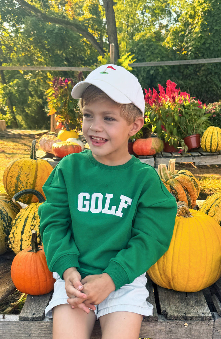Golf Flag Baseball Hat: Youth (2-7 y) by Bits & Bows - close-up detail