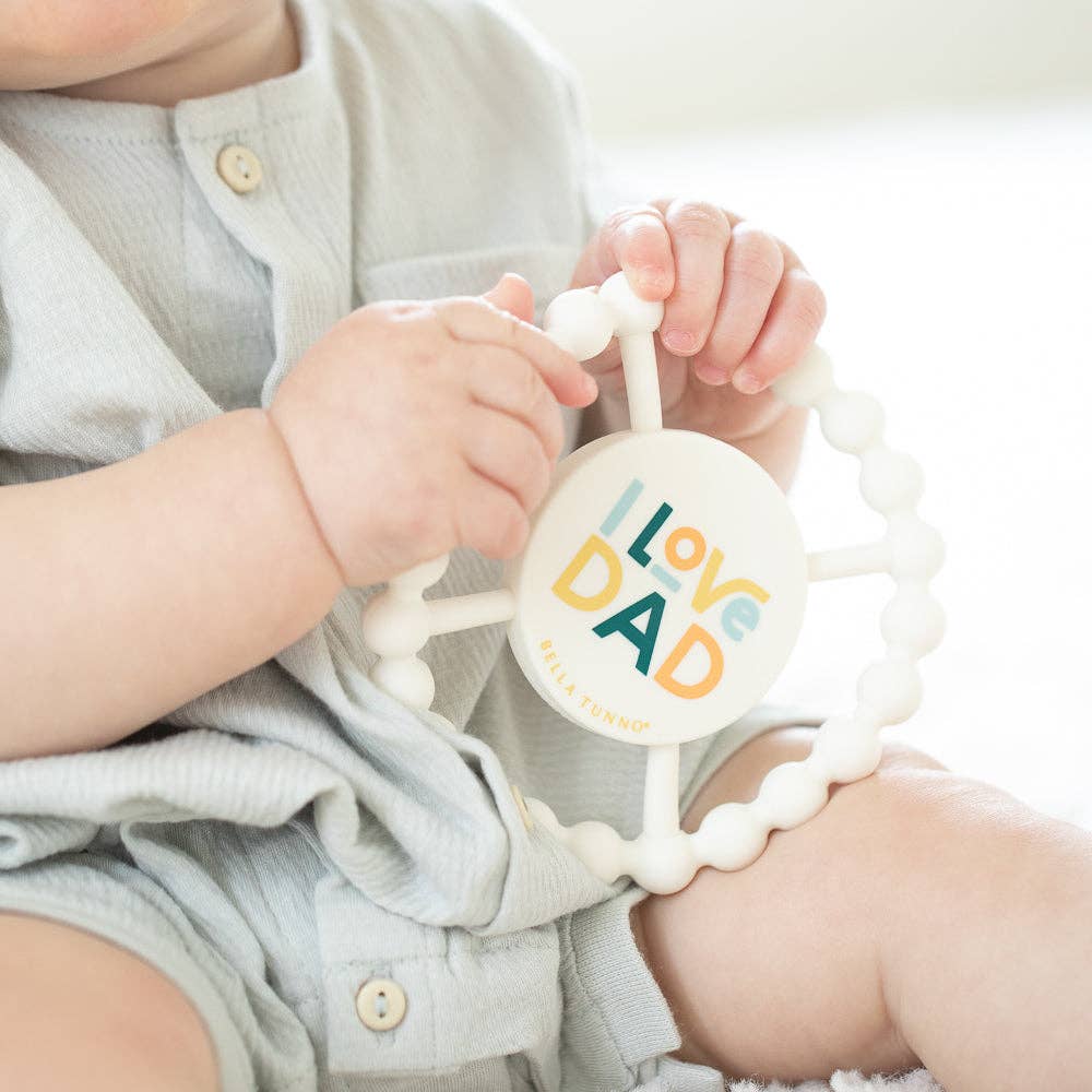 I Love Dad Happy Teether: Off White by Bella Tunno - back view